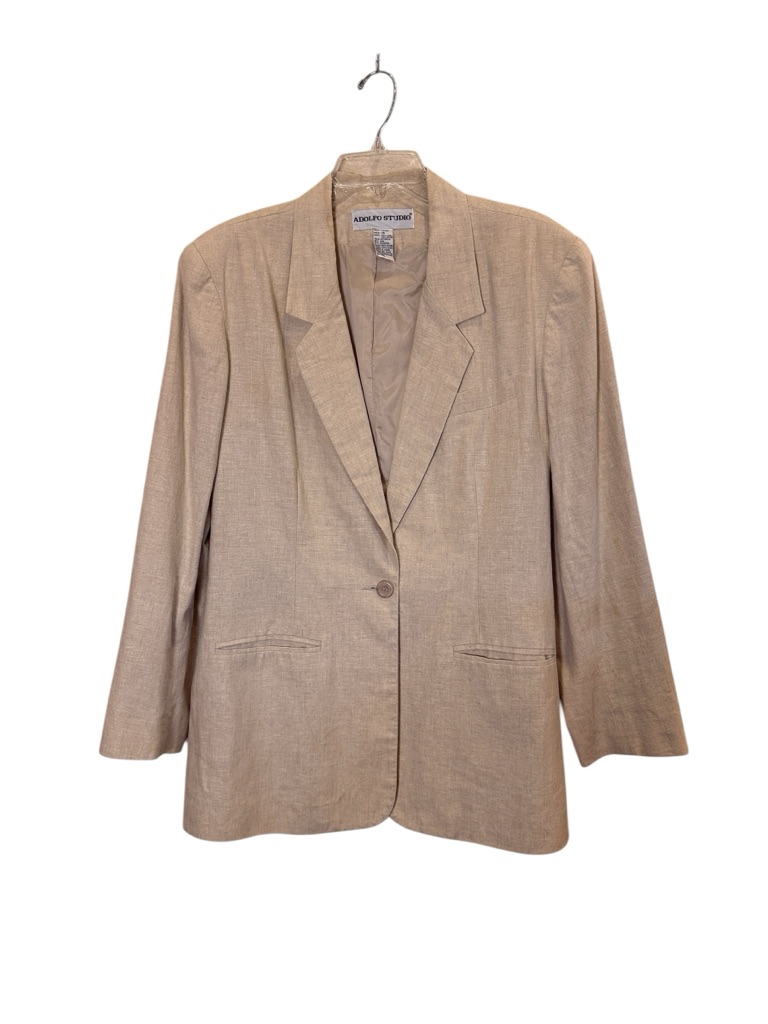Adolfo Women’s Linen Cotton Single-Button Blazer Sz 16